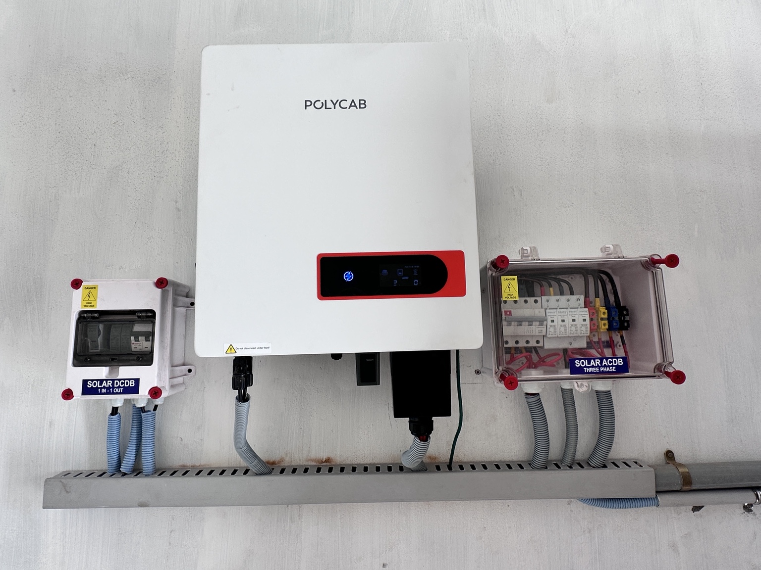 Wall-mounted solar inverter and distribution boards