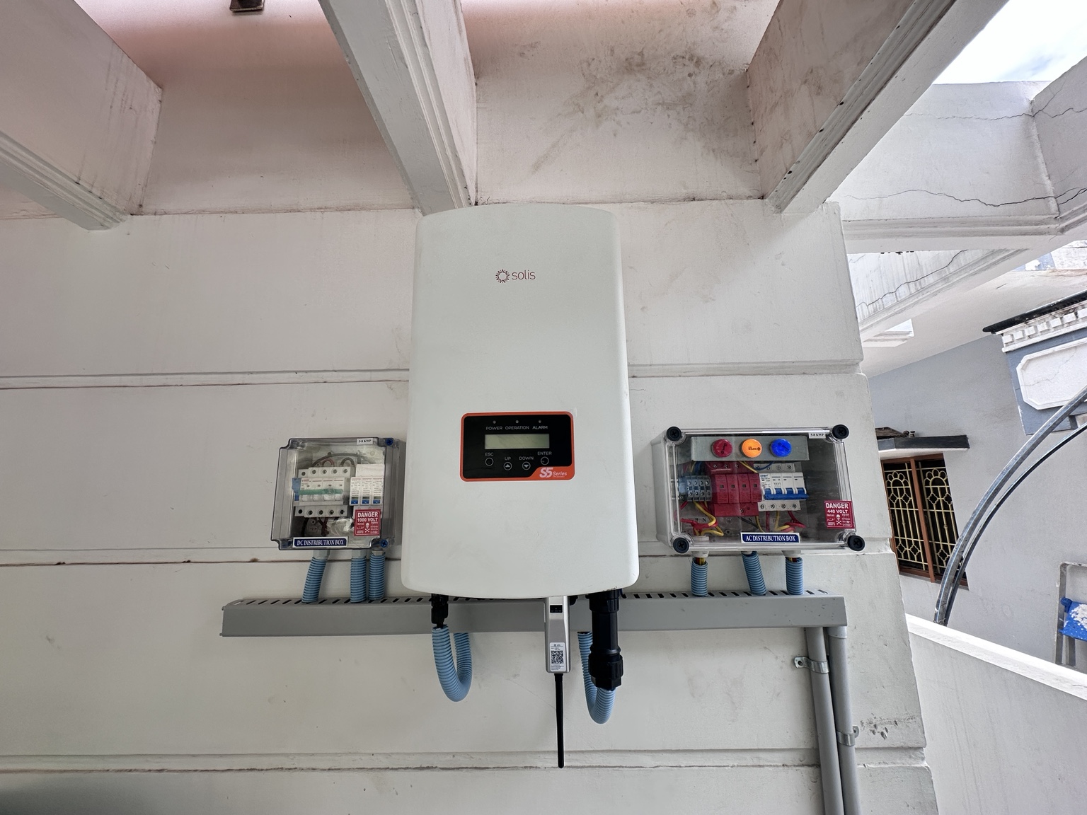 Indoor solar inverter installation